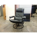 Black Leather Reclining Swivel Gaming Chair